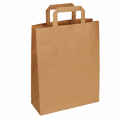 Papiertragetasche, braun, 220 x 100 x 290 mm, 90 g/m2 - Flachhenkel | Antalis CH