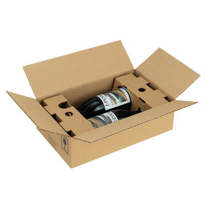 Carton pour bouteilles de vin Vino Pac Economy, brun, 2 bouteilles de 7 dl - 1 l