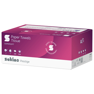 Satino prestige Falthandtücher, 100 % Zellstoff, C-Falz, 2-lagig, 230 x 320 mm, Schachtel, 276790 | Antalis CH