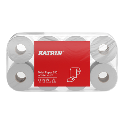 Katrin Toilettenpapier, 100 % Recycling, 2-lagig, 95 x 110 mm, 250 Blatt, Paket zu 8 Rollen, 169505 | Antalis CH