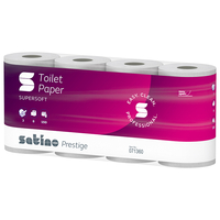 Toilettenpapier Satino prestige, 100 % Zellstoff, 3-lagig, 94 x 120 mm, 8 x 150 Coupons, 071360