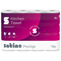 Satino prestige, Küchenrollen, Zellstoff-Mix, 3-lagig, 260 x 220 mm, 64 Blatt, Paket zu 4 Rollen, 175880